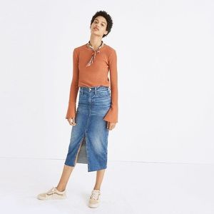 Madewell Reconstructed Denim Midi Skirt NWT